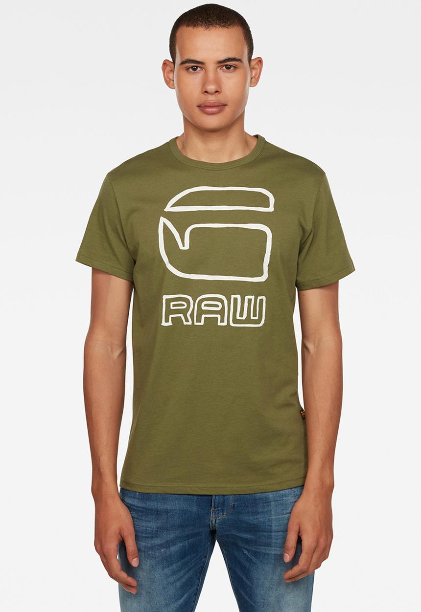 G-STAR - Graphic GRaw straight T-shirt - sage