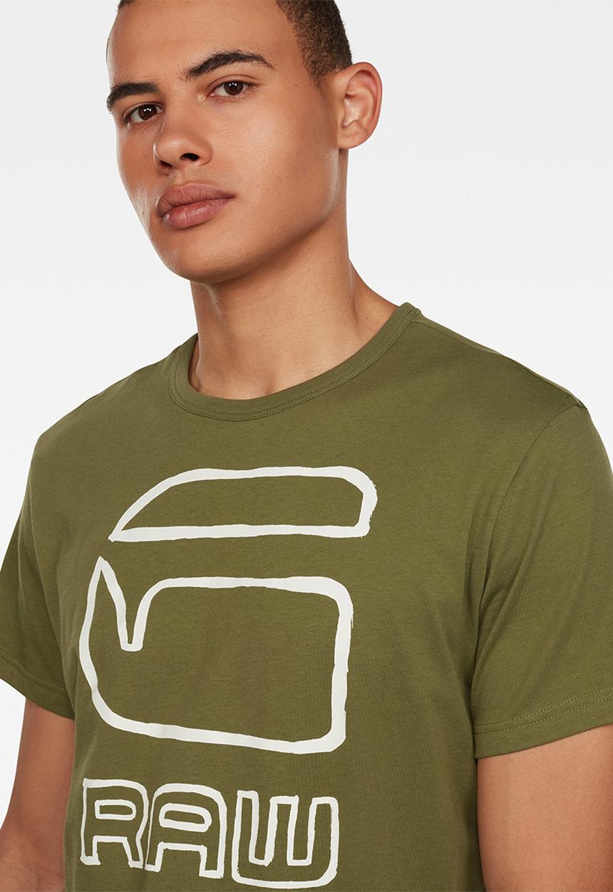 G-STAR - Graphic GRaw straight T-shirt - sage