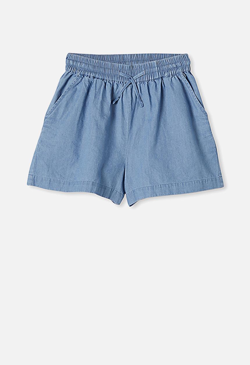 Free by Cotton On - Chelsea woven short - mid wash blue