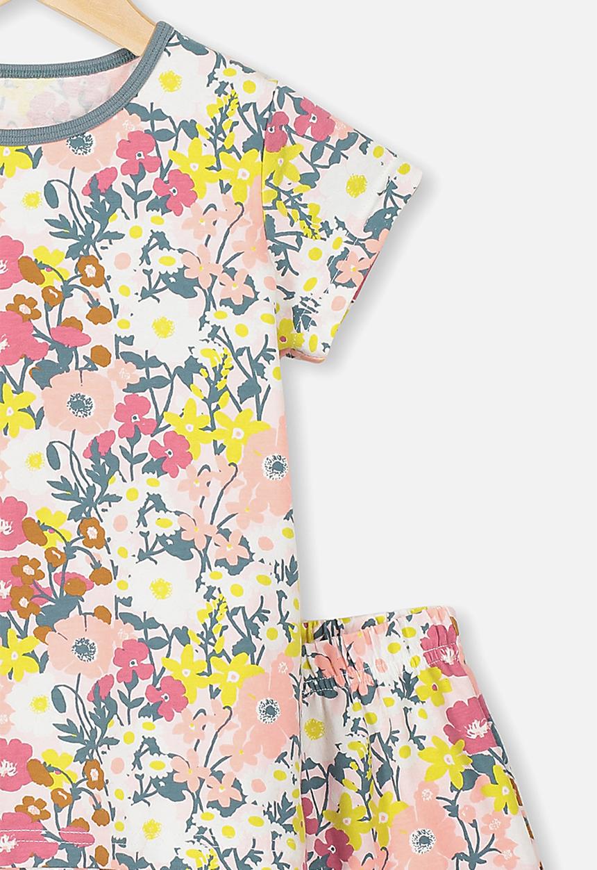 Cotton On - Harpa short sleeve pj set - vanilla meadow print