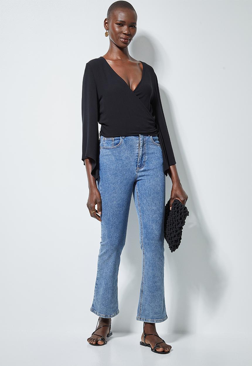 Superbalist - Wide sleeve wrap blouse - black
