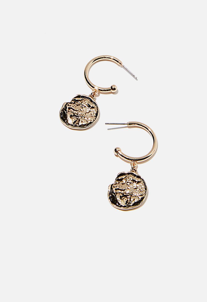 Rubi - Molten disc p and gold hoop earring  - gold