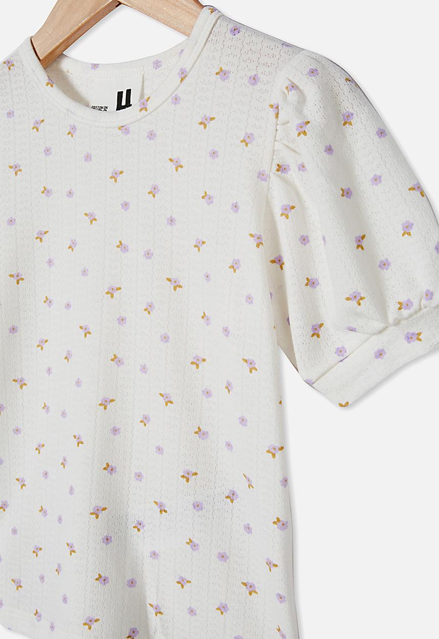 Cotton On - Jasmine puff sleeve top - vanilla ditsy floral