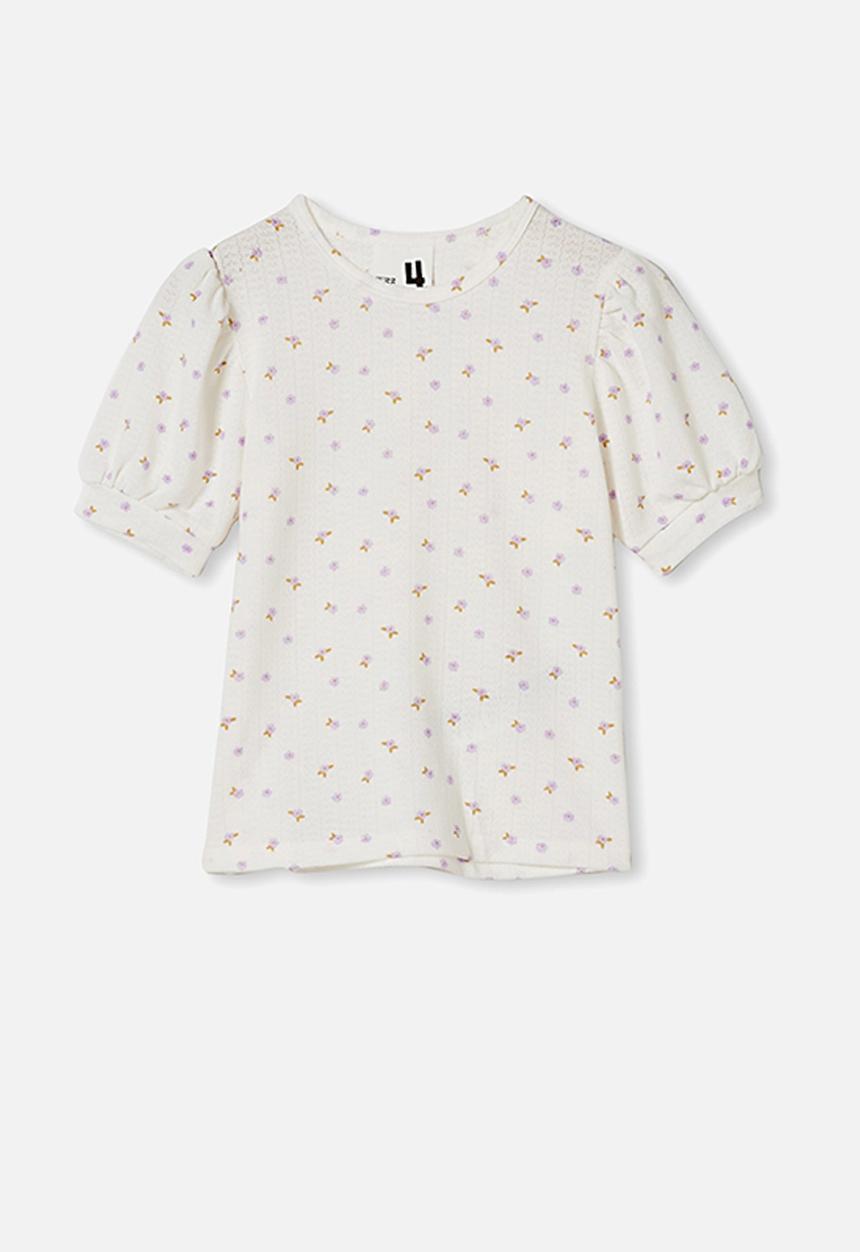 Cotton On - Jasmine puff sleeve top - vanilla ditsy floral
