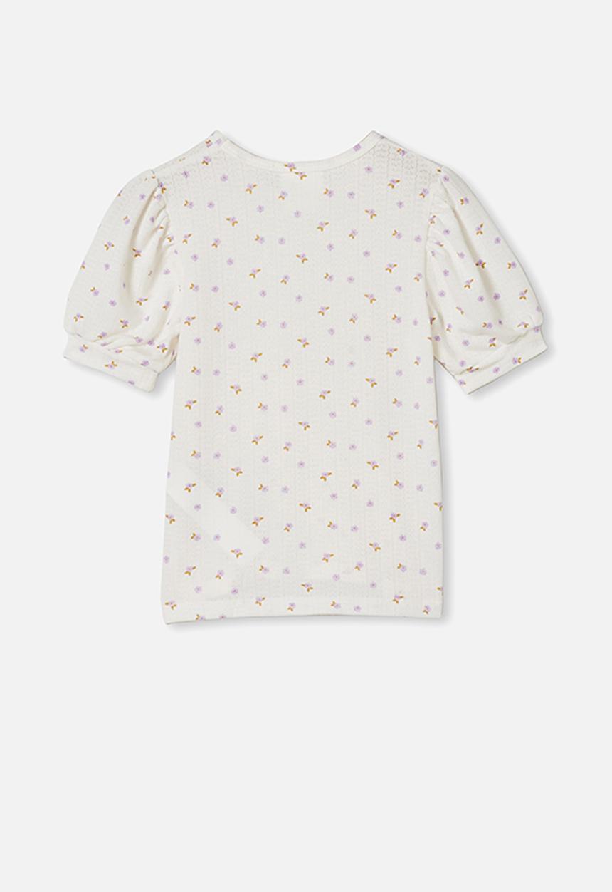 Cotton On - Jasmine puff sleeve top - vanilla ditsy floral