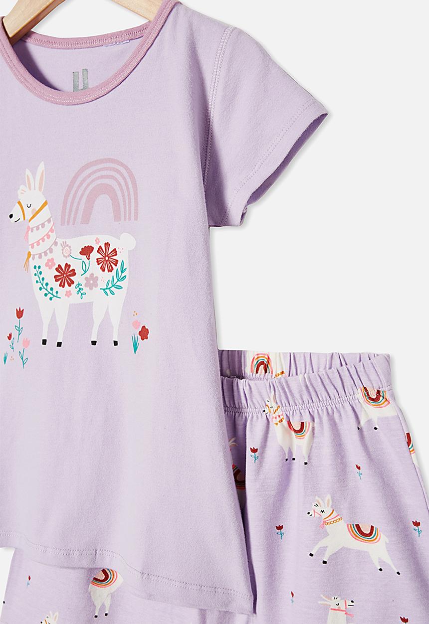 Cotton On - Harpa short sleeve pj set - vintage lilac llama