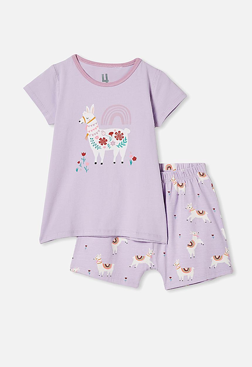 Cotton On - Harpa short sleeve pj set - vintage lilac llama
