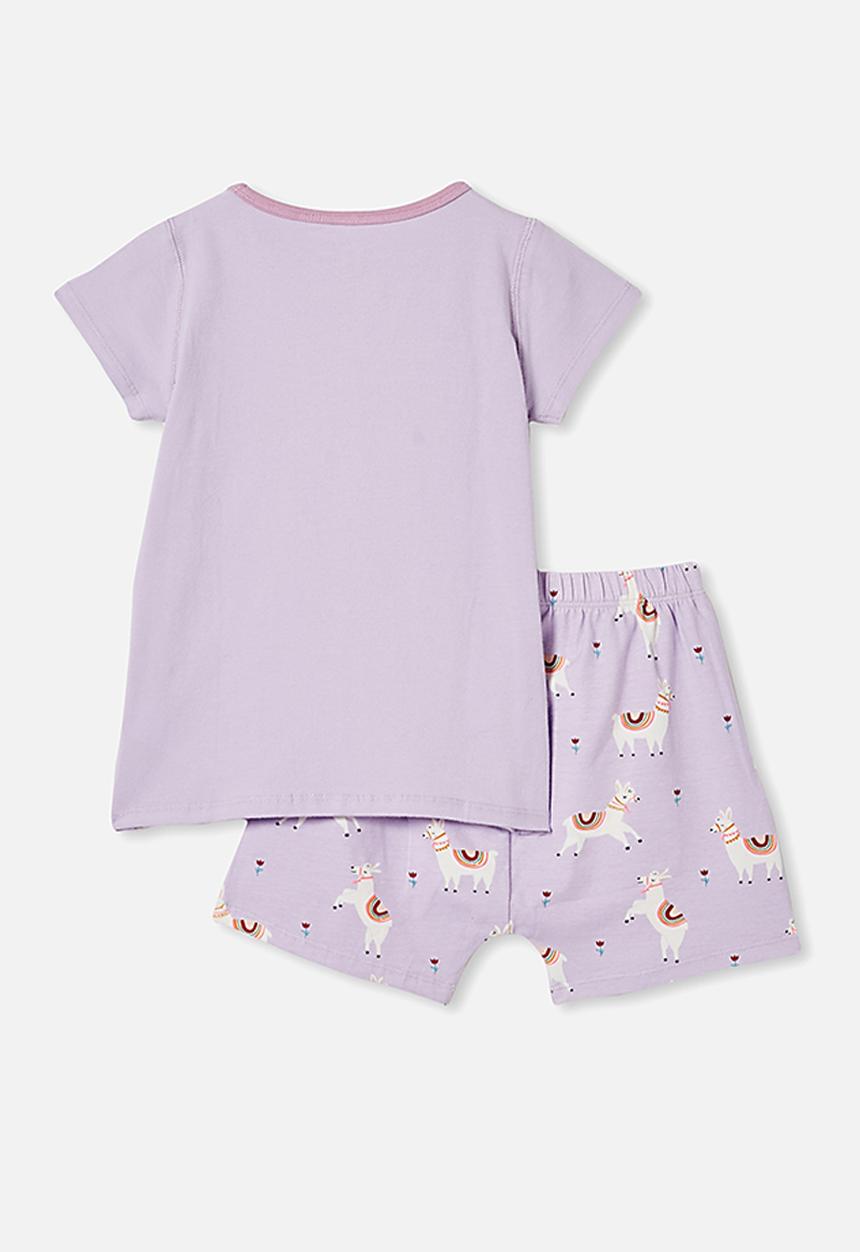 Cotton On - Harpa short sleeve pj set - vintage lilac llama