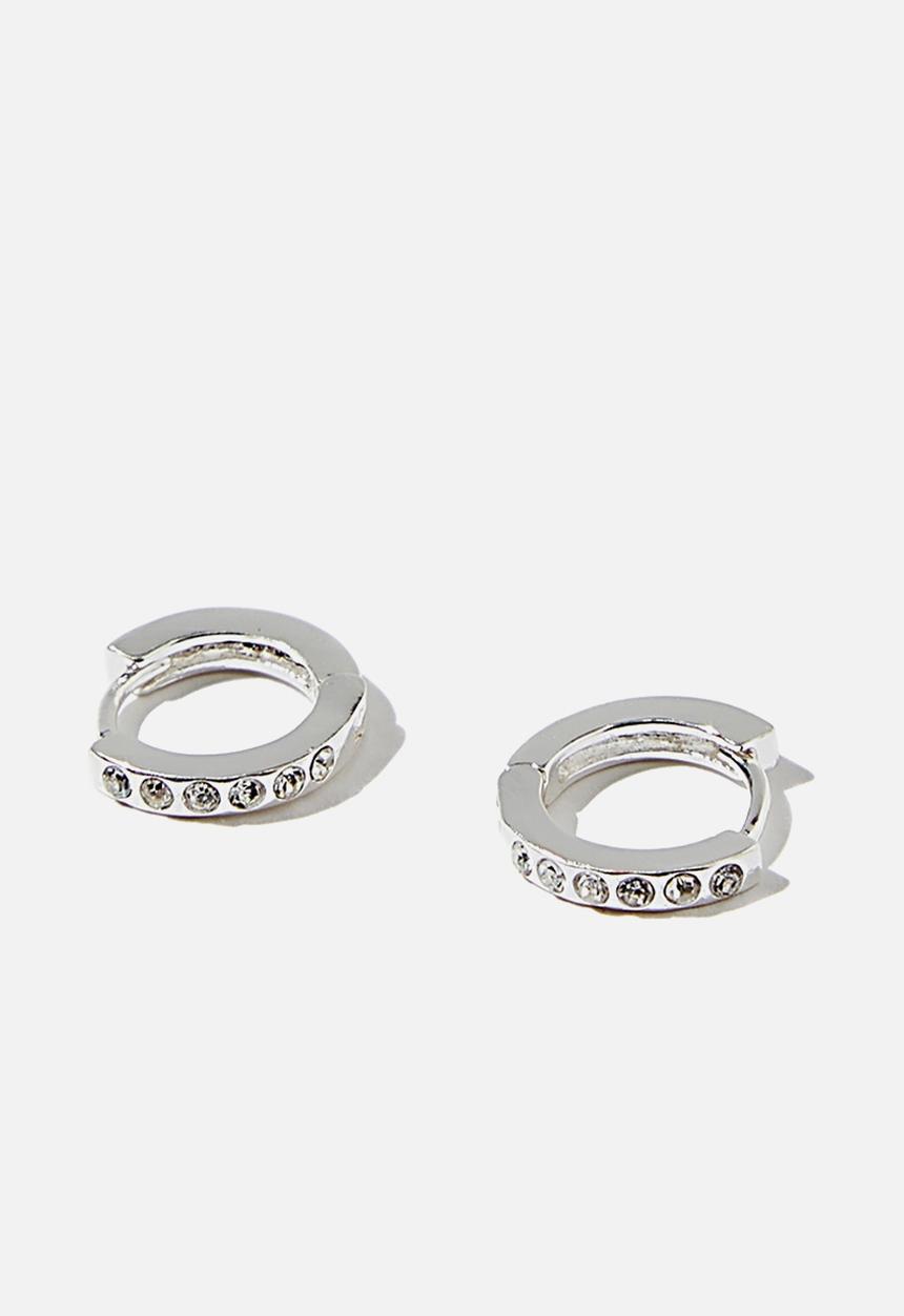Rubi - Ear party huggie hoops - silver 