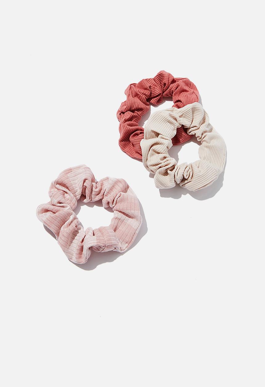 Rubi - 3 Pack scrunchies - pink & neutral 