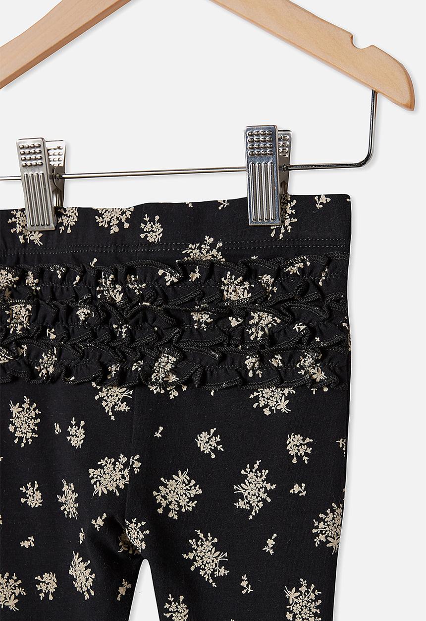 Cotton On - Quinn ruffle legging - black olivia white floral