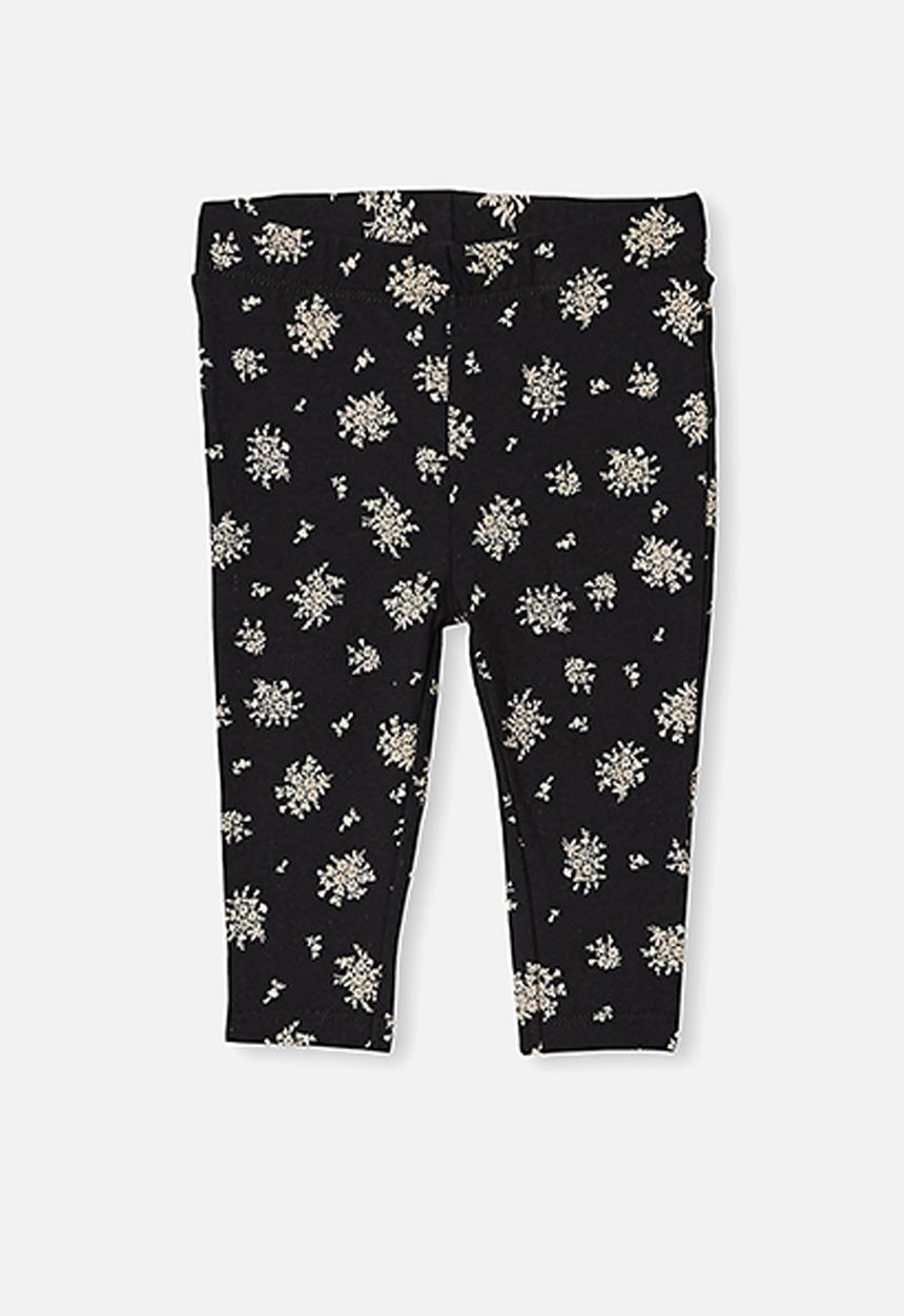 Cotton On - Quinn ruffle legging - black olivia white floral