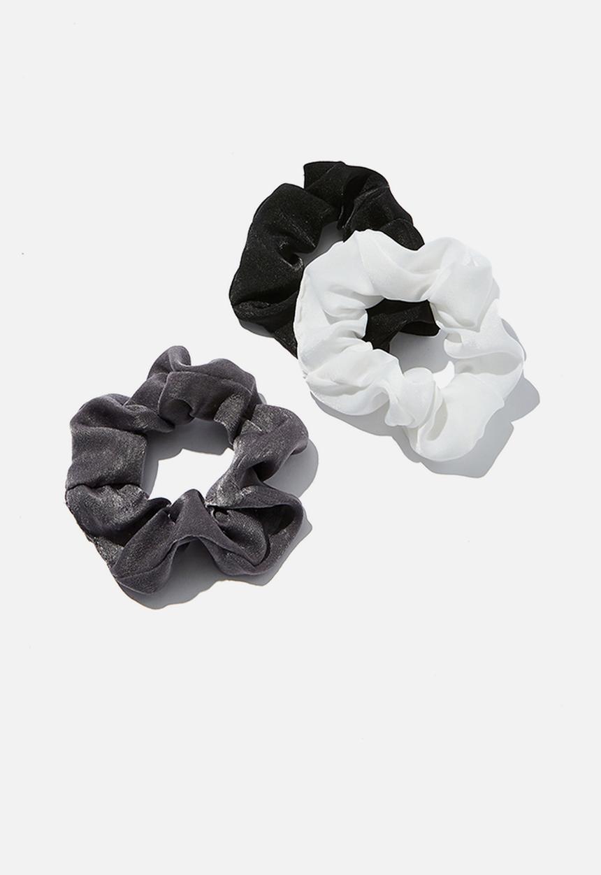Rubi - 3 Pack scrunchies - black & white 