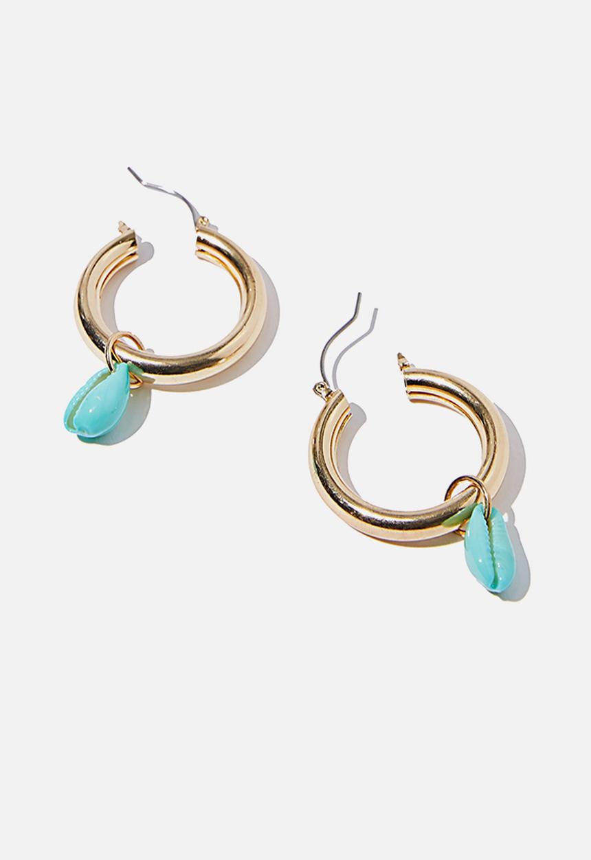 Rubi - Chunky bondi hoop earring - turquoise & gold
