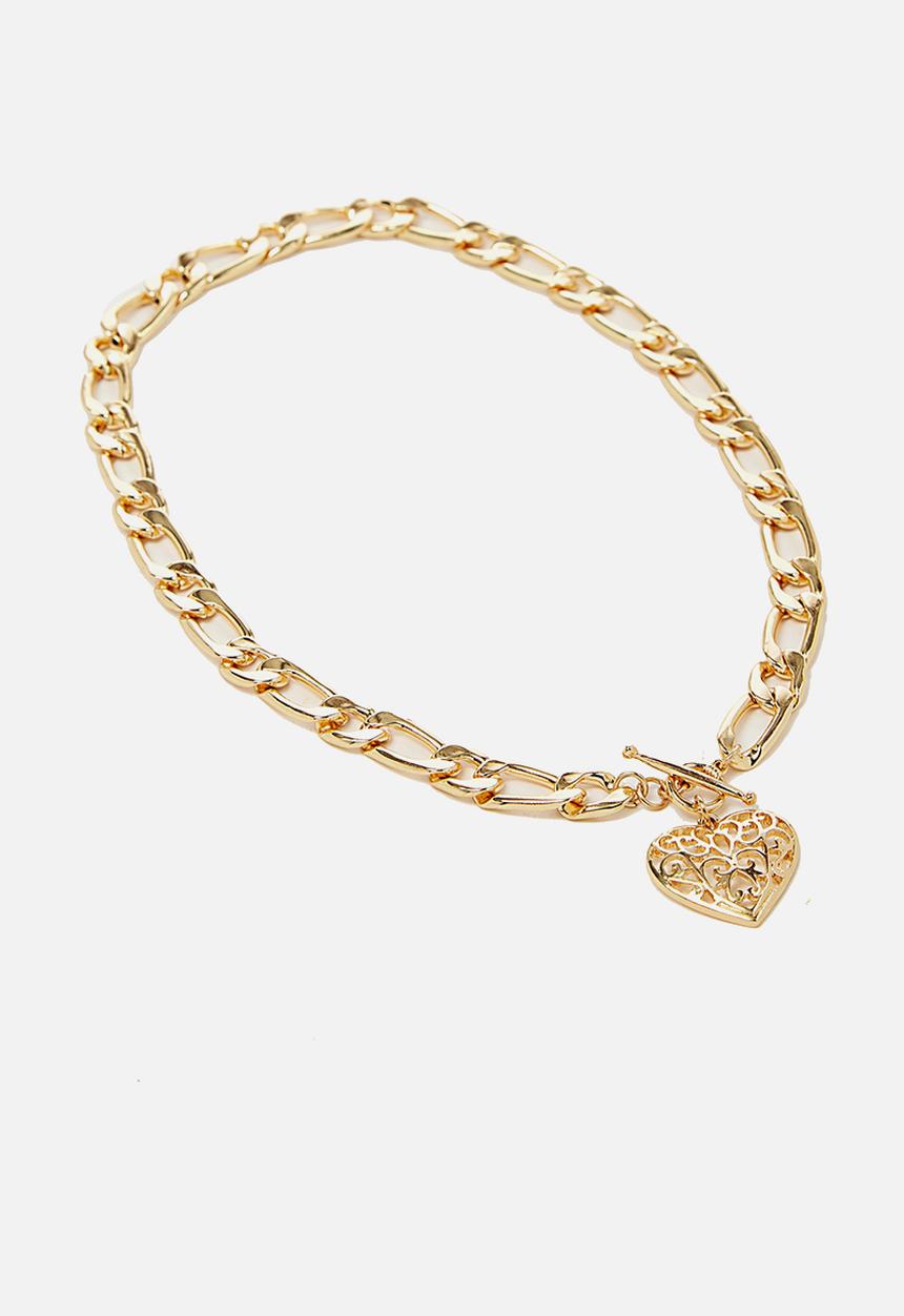Rubi - Rose heart chunky chain necklace - gold