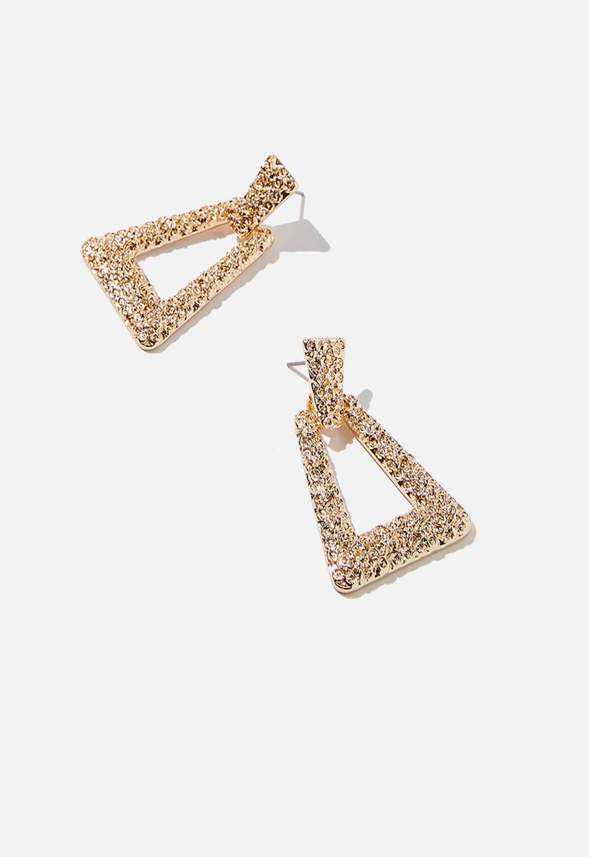 Rubi - Molten treasures triangle earrings  - gold