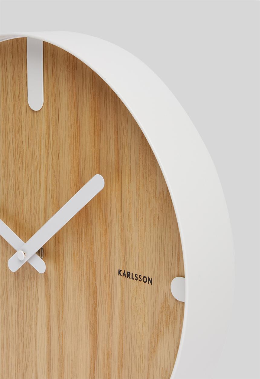 Present Time - Dashed wall clock - natural & white