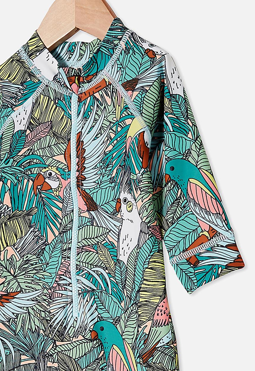 Cotton On - Cameron long sleeve swimsuit - tropical bird party