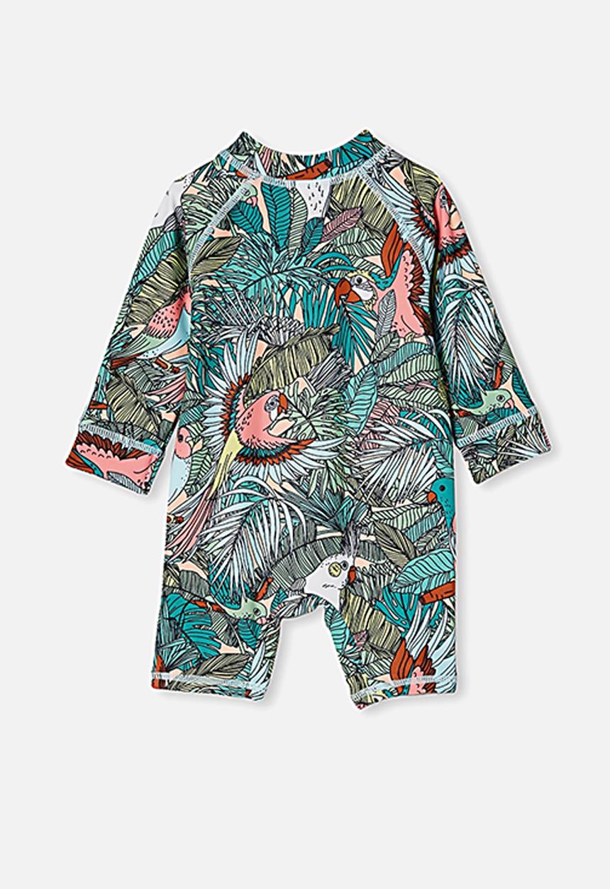Cotton On - Cameron long sleeve swimsuit - tropical bird party