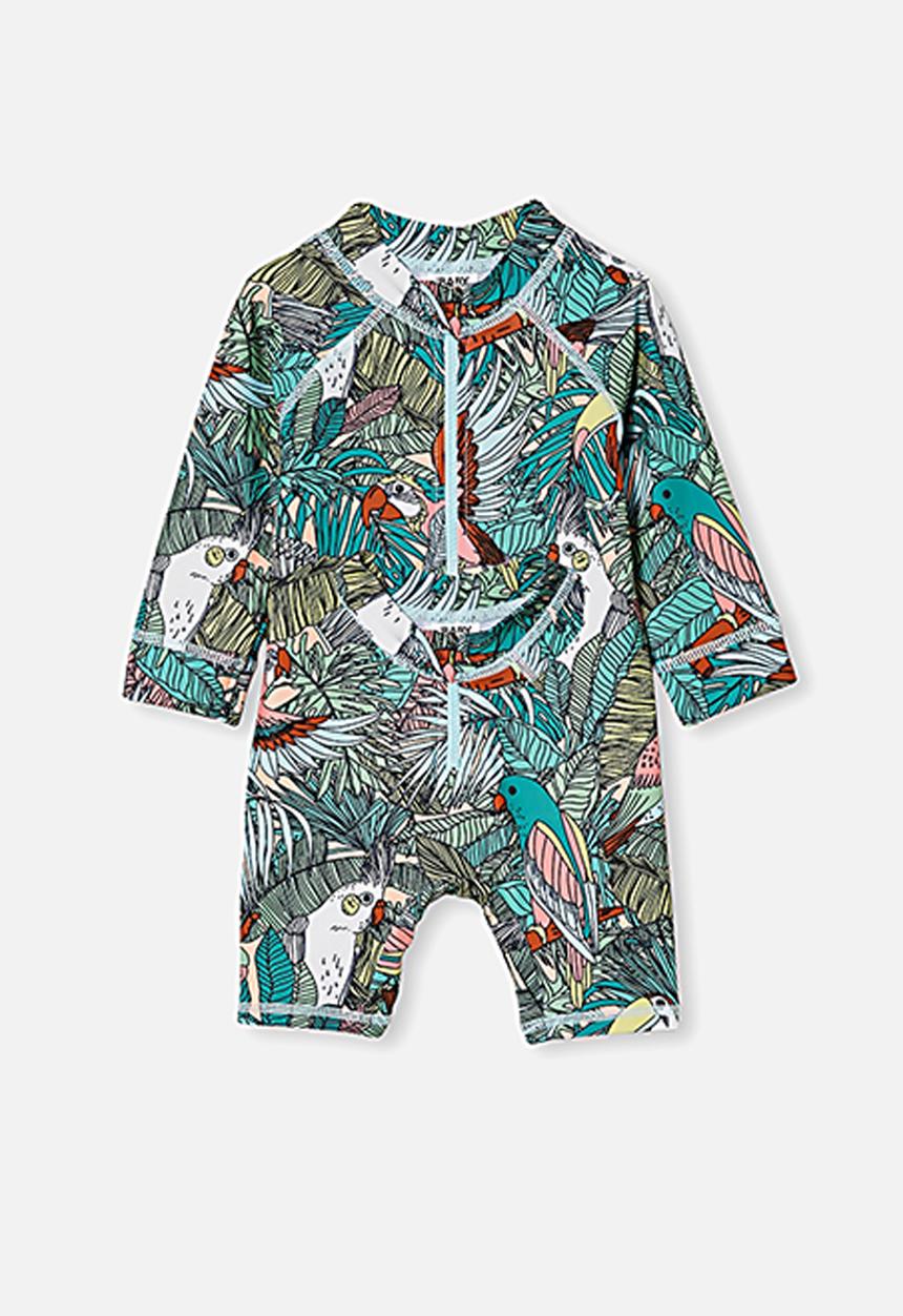 Cotton On - Cameron long sleeve swimsuit - tropical bird party