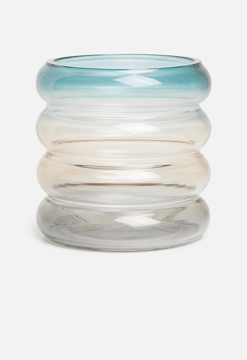 Present Time - Rings glass vase/candle canister small - multi
