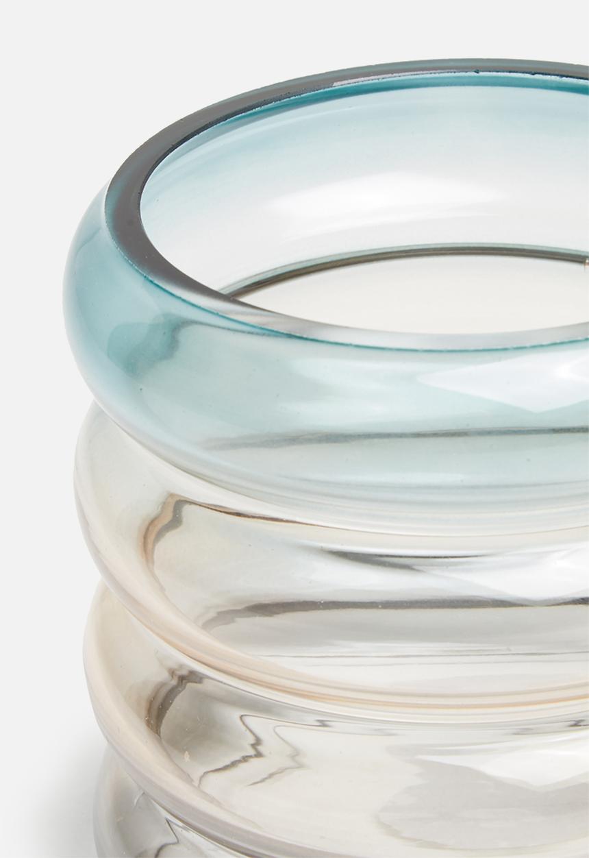 Present Time - Rings glass vase/candle canister small - multi