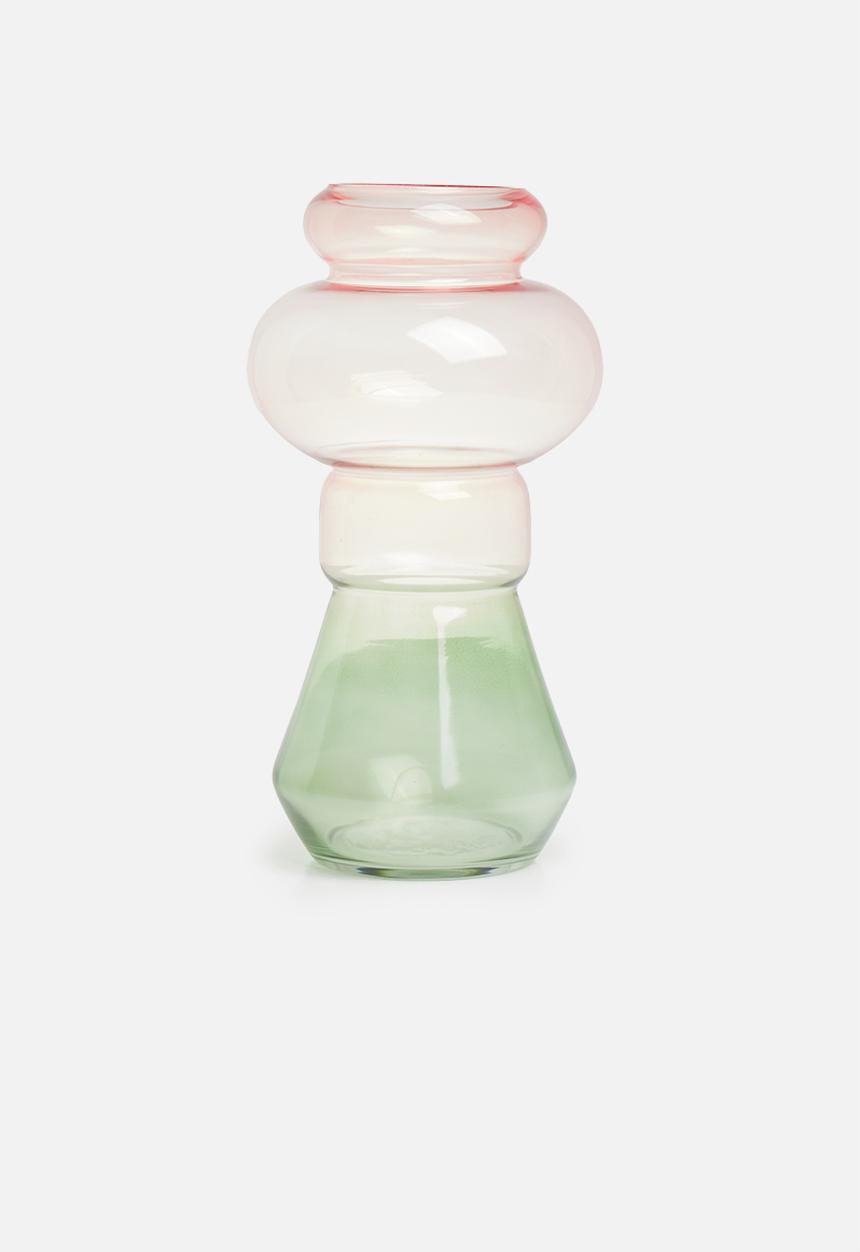 Present Time - Morgana glass vase medium - pink & green