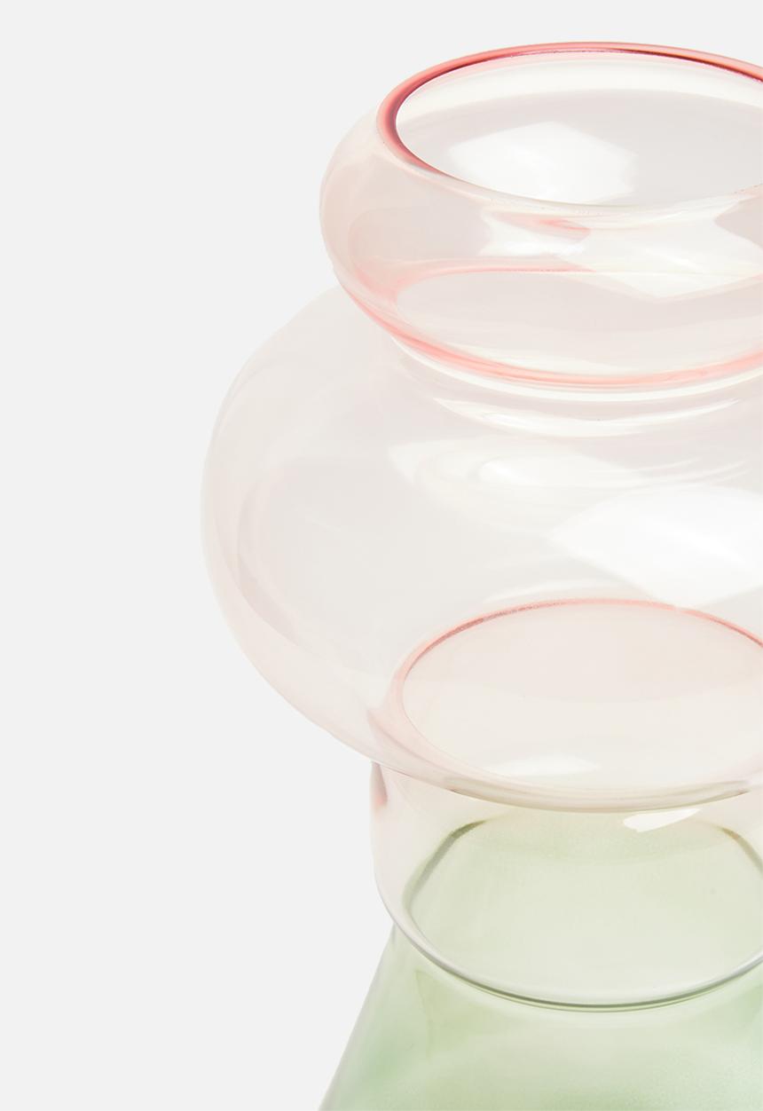 Present Time - Morgana glass vase medium - pink & green