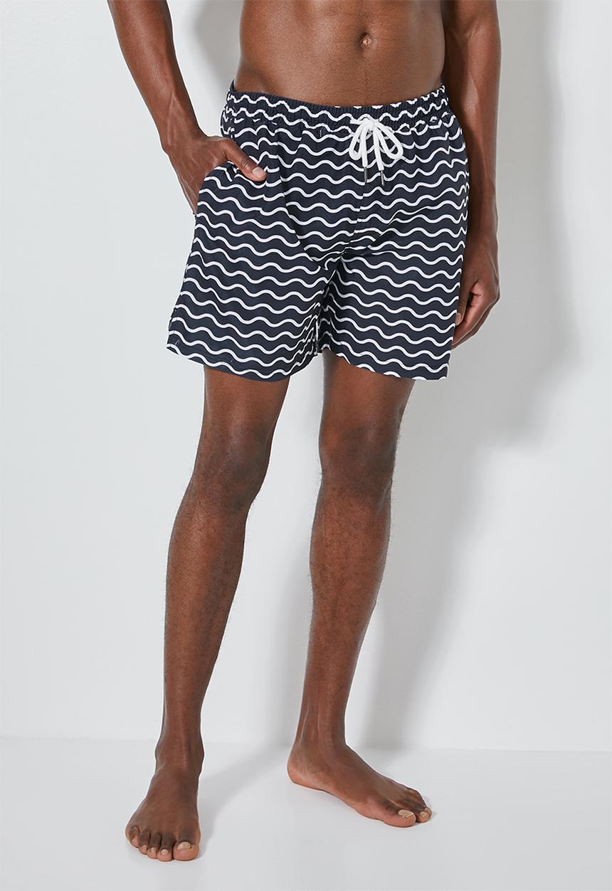 Superbalist - Baja printed swimshorts - navy & white wave