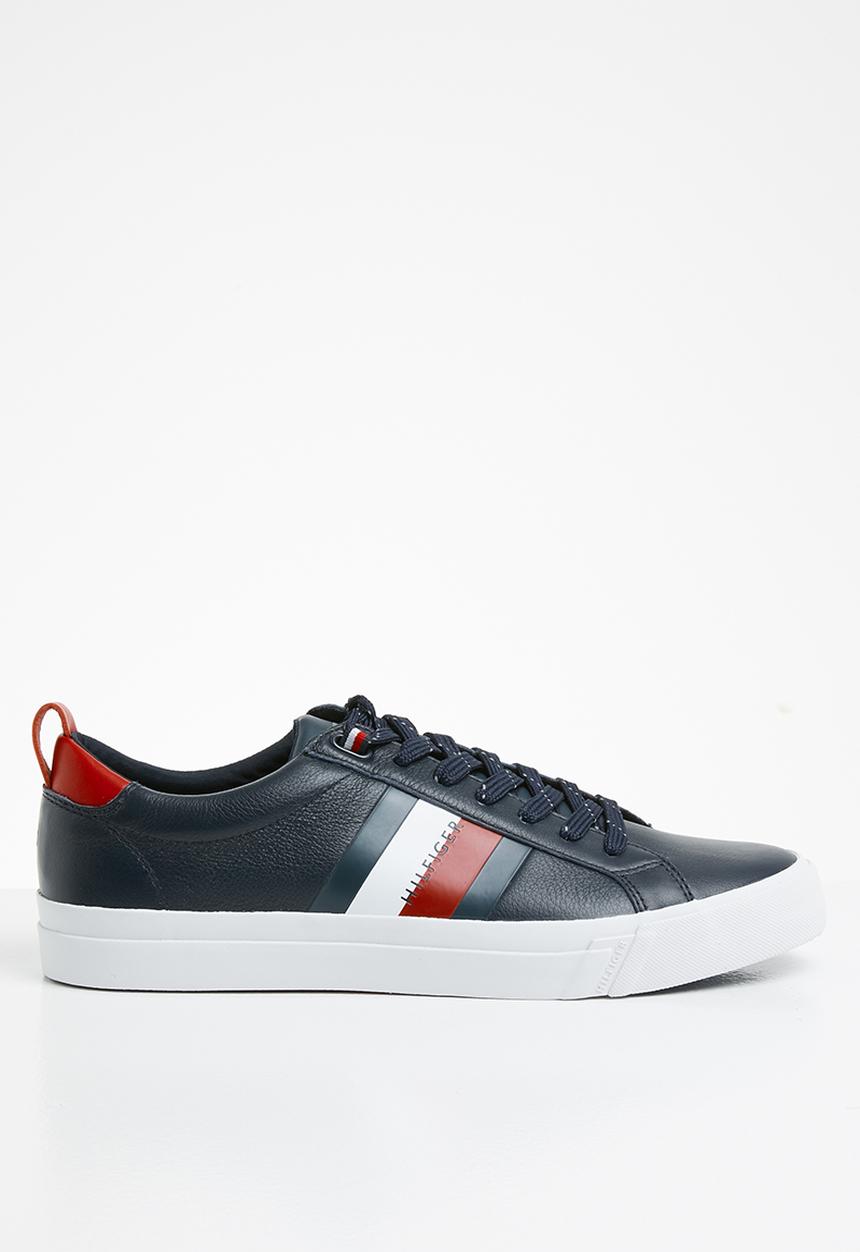Tommy Hilfiger - Flag detail leather sneaker - navy 
