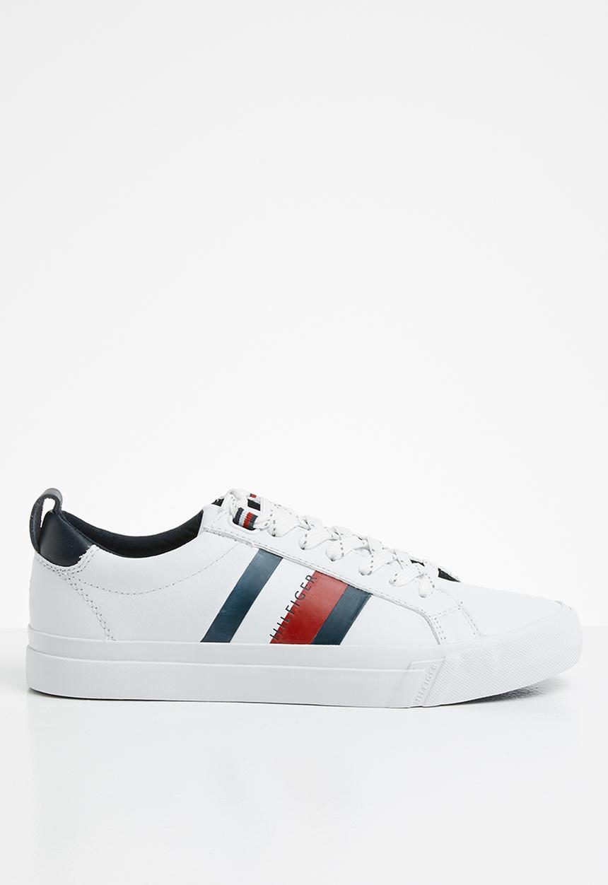 Tommy Hilfiger - Flag detail leather sneaker - white