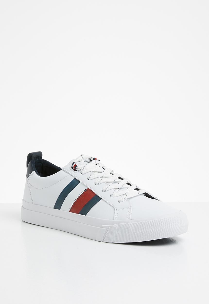 Tommy Hilfiger - Flag detail leather sneaker - white