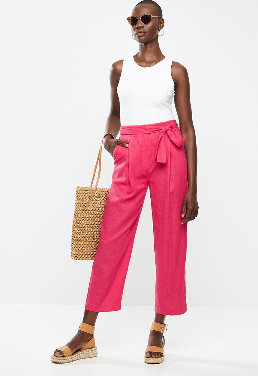 MANGO - Trousers Emma - bright pink