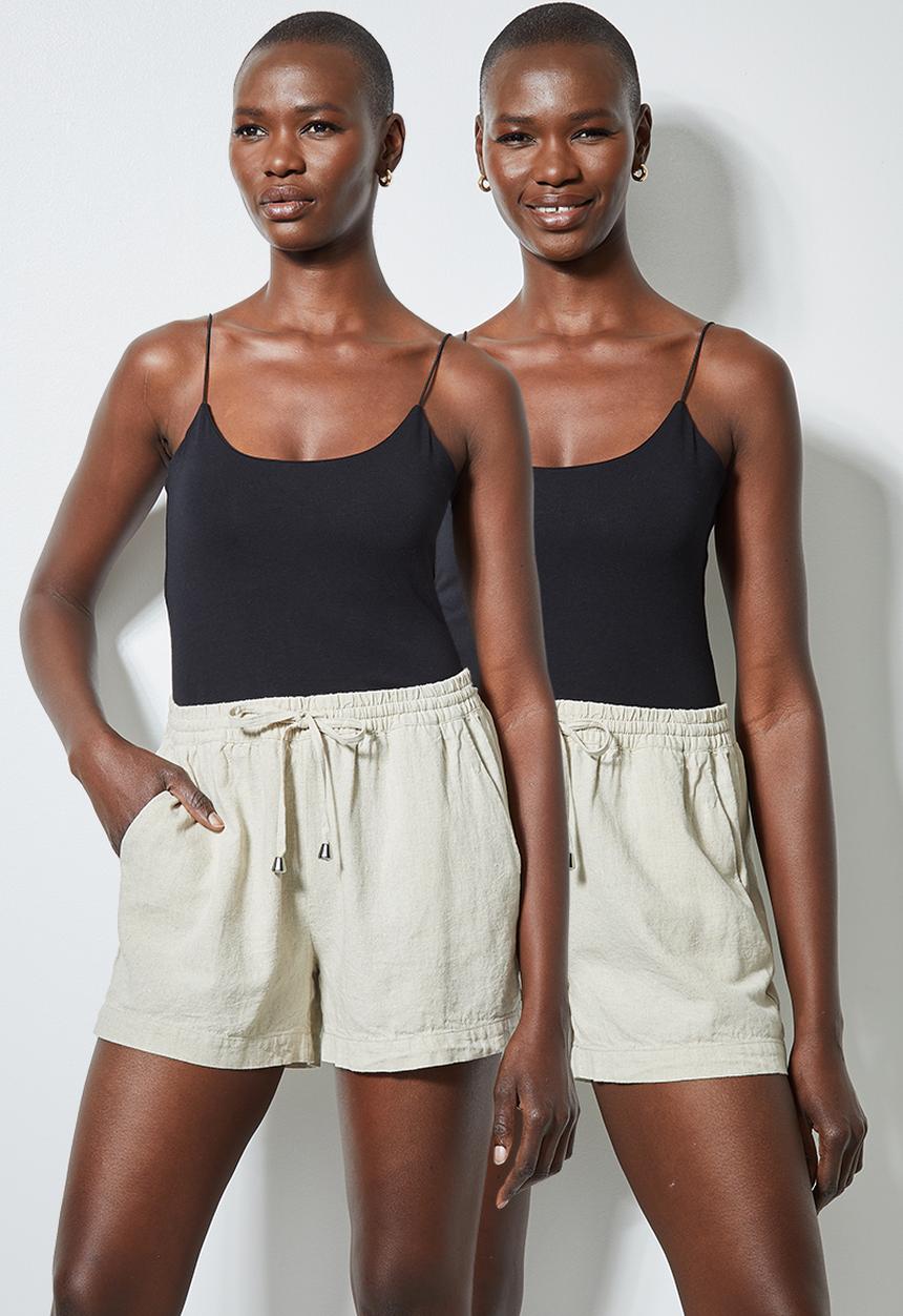 Superbalist - 2 pack elastic strap bodysuit with half shelf - black & black