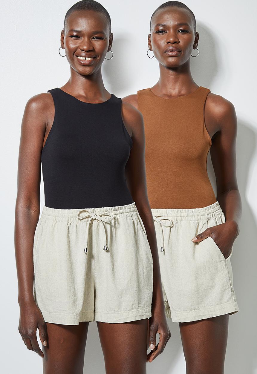Superbalist - 2 pack cutaway bodysuit - black & tobacco