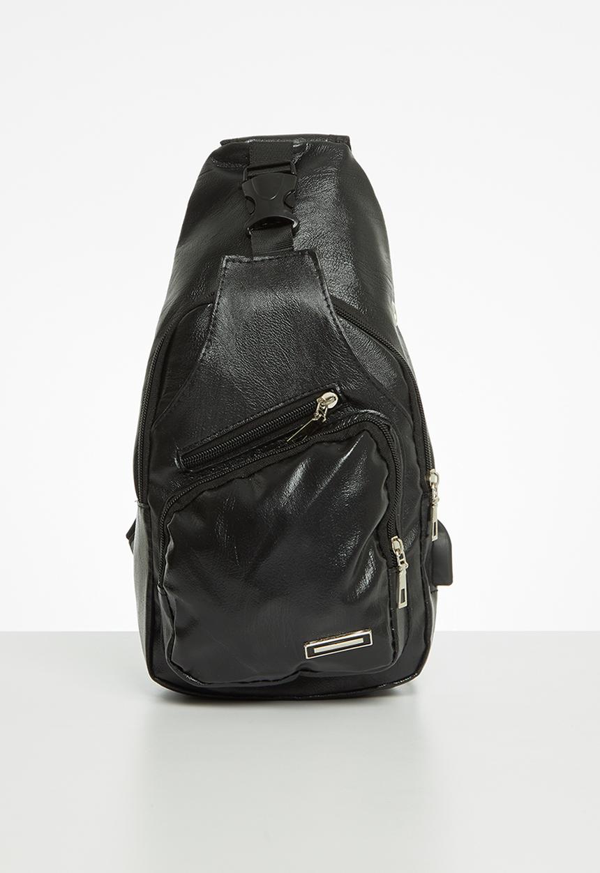 Rebel Republic - Boys zip detail moonbag- black