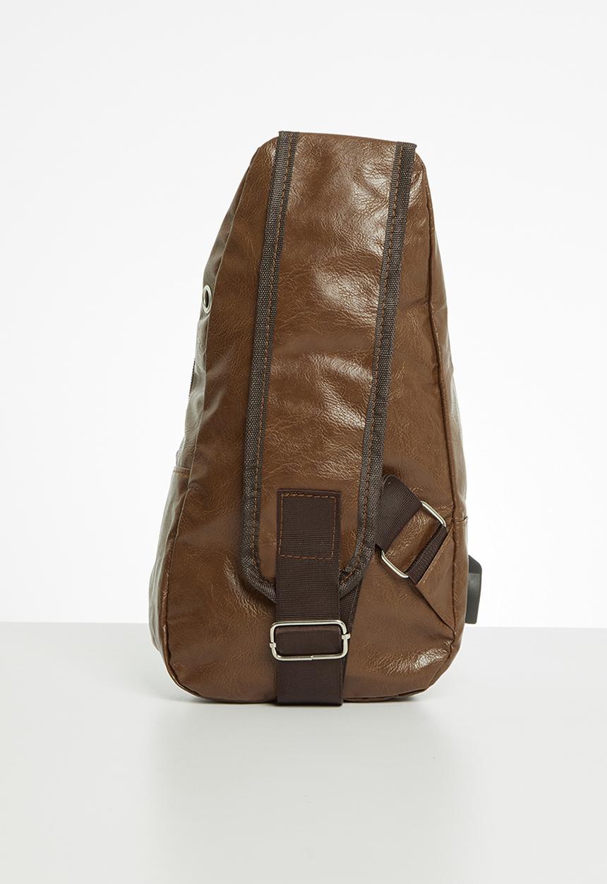 Rebel Republic - Boys zip detail moonbag - brown