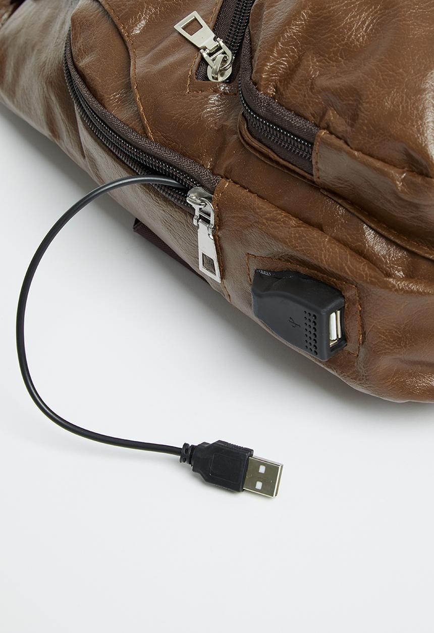 Rebel Republic - Boys zip detail moonbag - brown