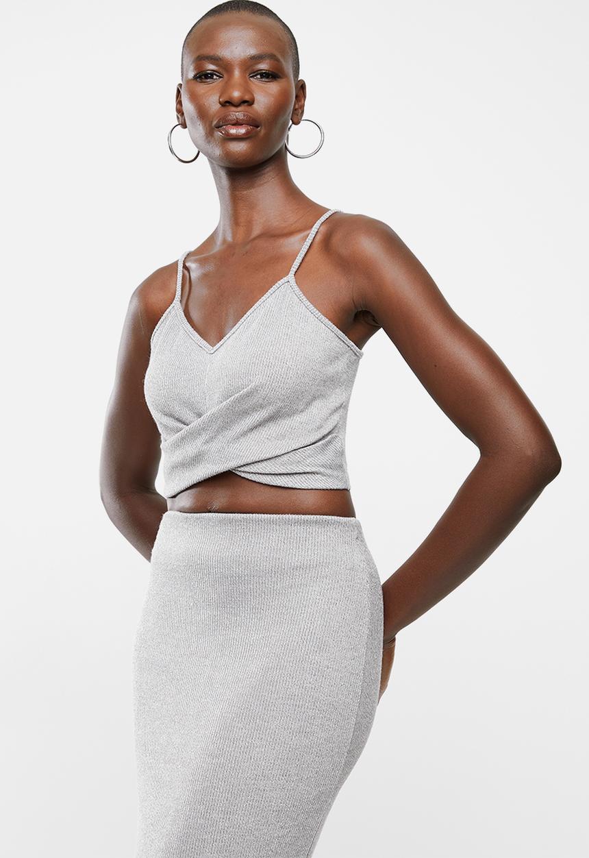VELVET - Knit strappy crop top - grey