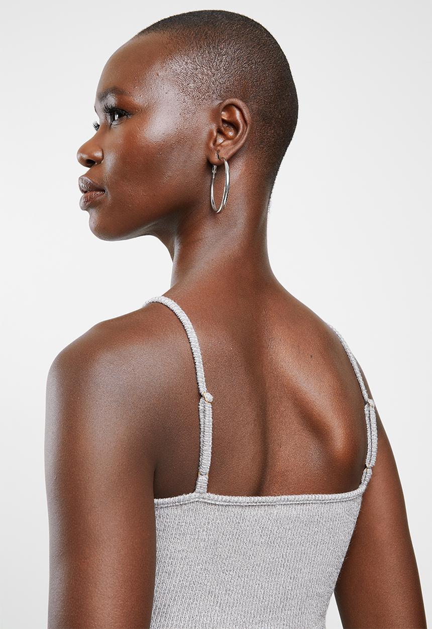VELVET - Knit strappy crop top - grey