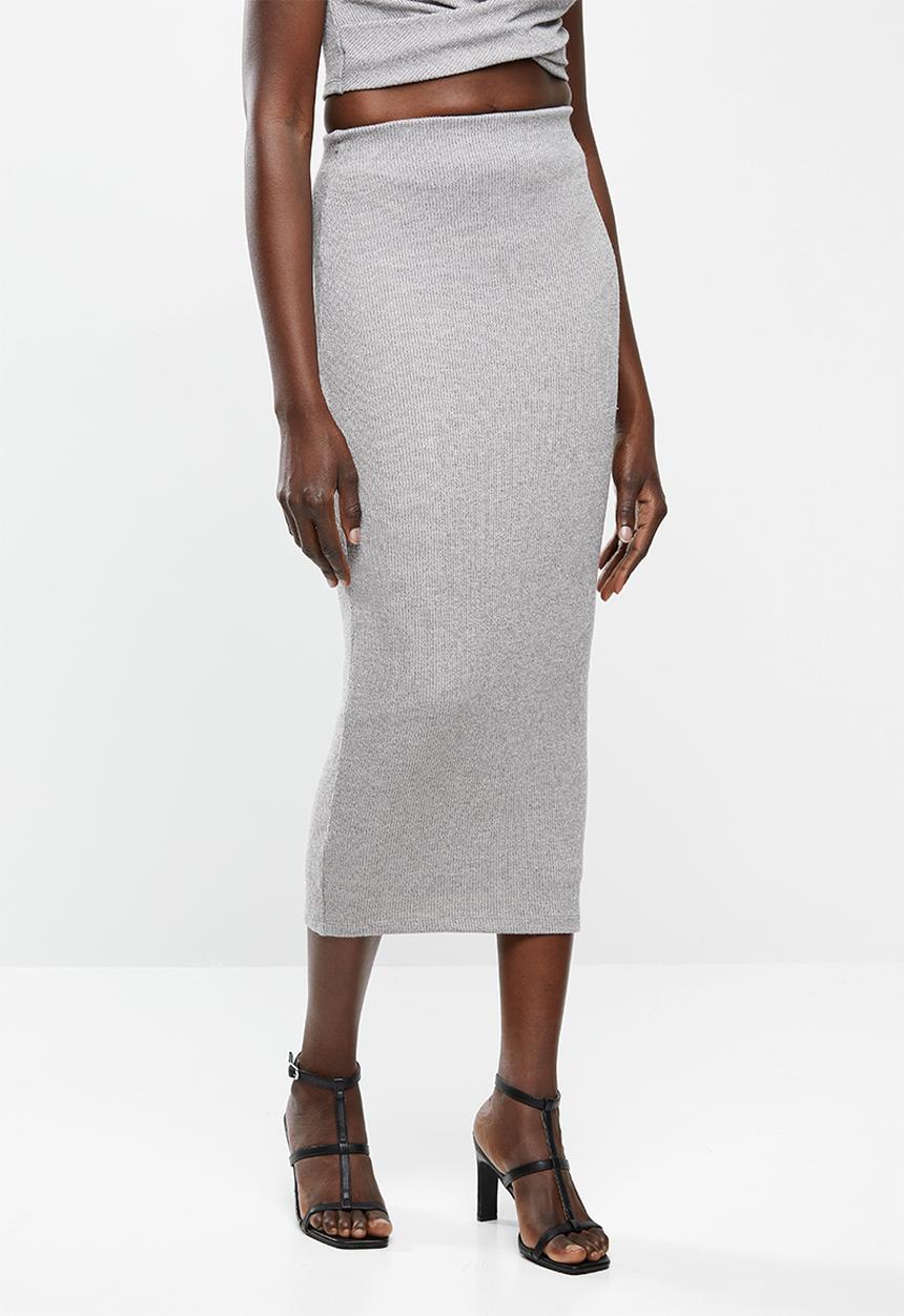 VELVET - Knit bodycon skirt - grey 