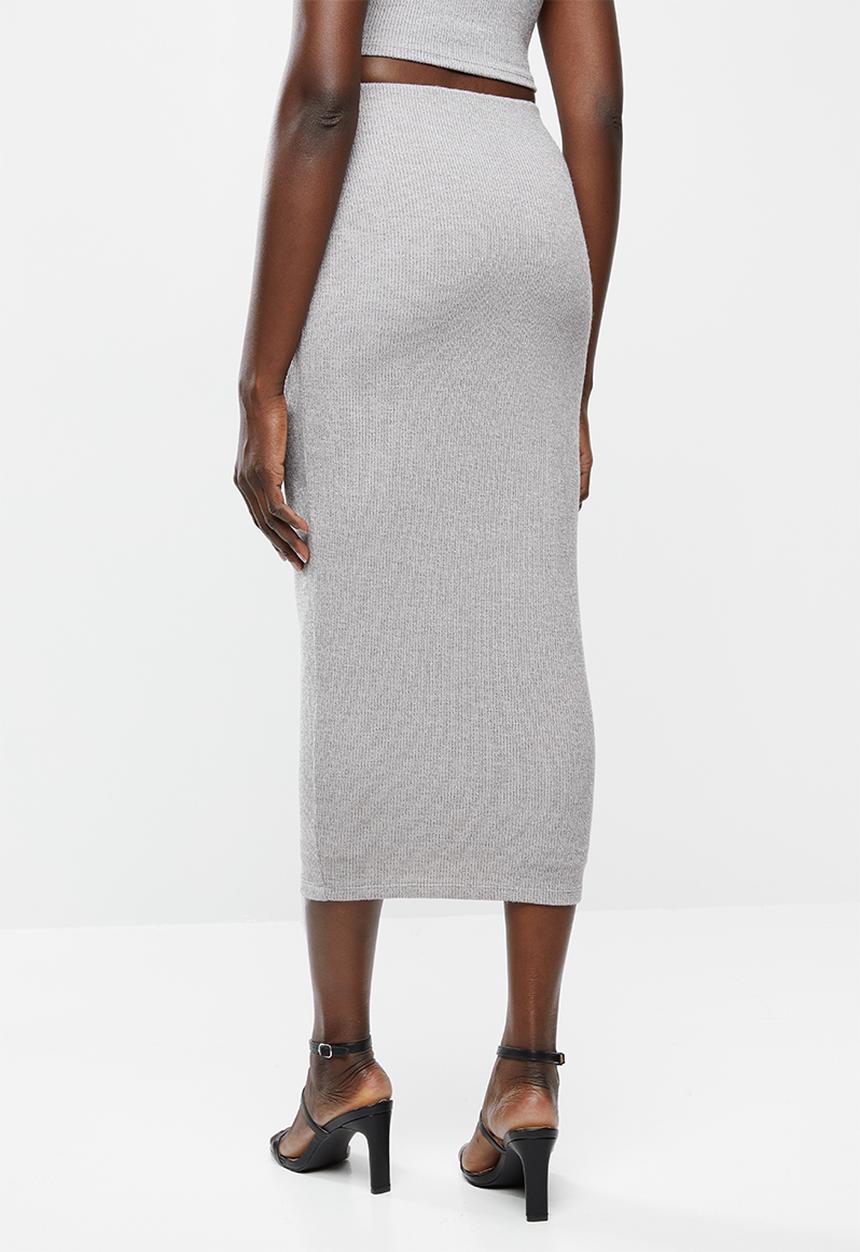 VELVET - Knit bodycon skirt - grey 