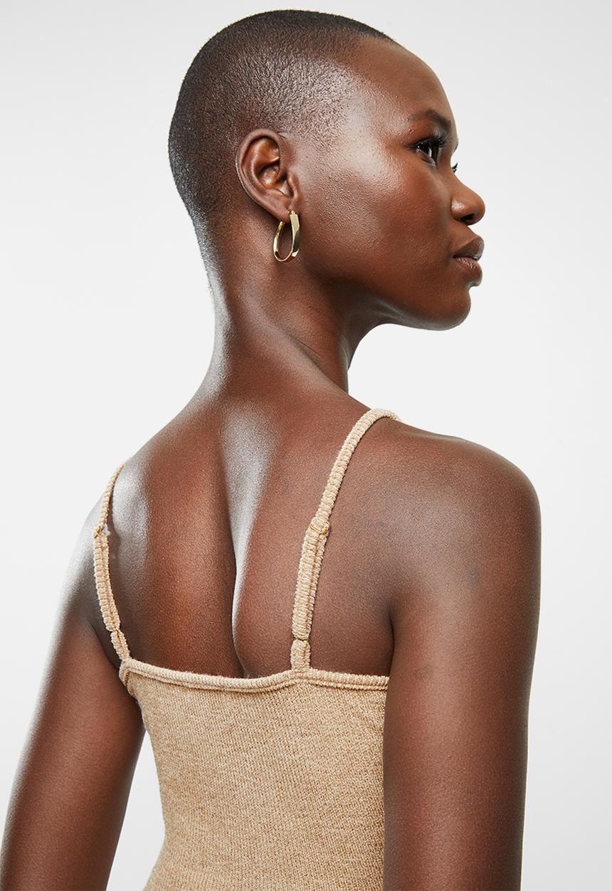 VELVET - Knit strappy crop top - beige 