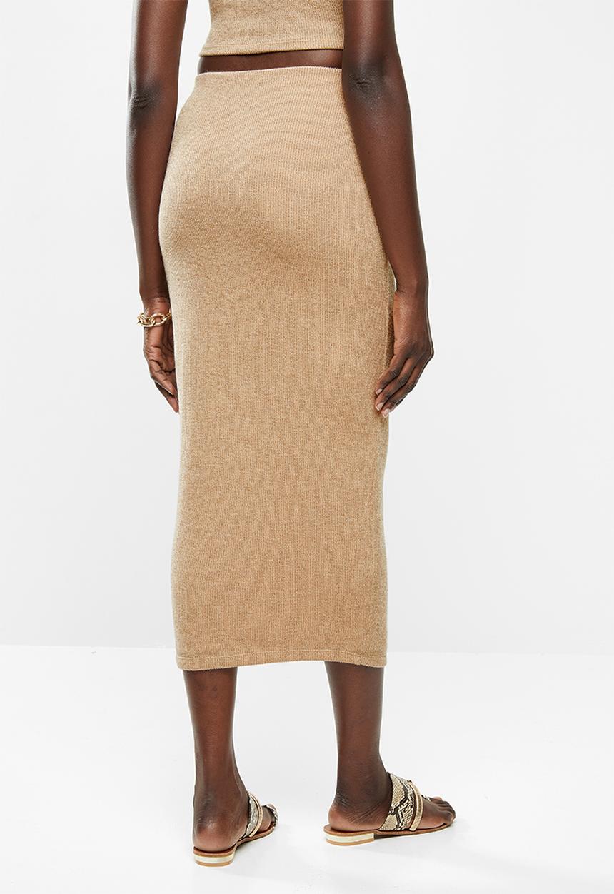 VELVET - Knit bodycon skirt - beige 