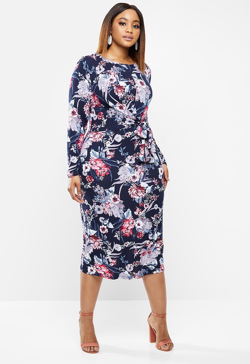 edit Plus - Tie detail bodycon - multi