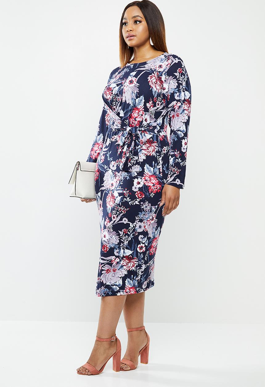 edit Plus - Tie detail bodycon - multi