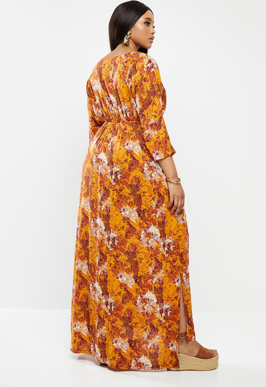 AMANDA LAIRD CHERRY - Boatneck maxi with side slits - multi
