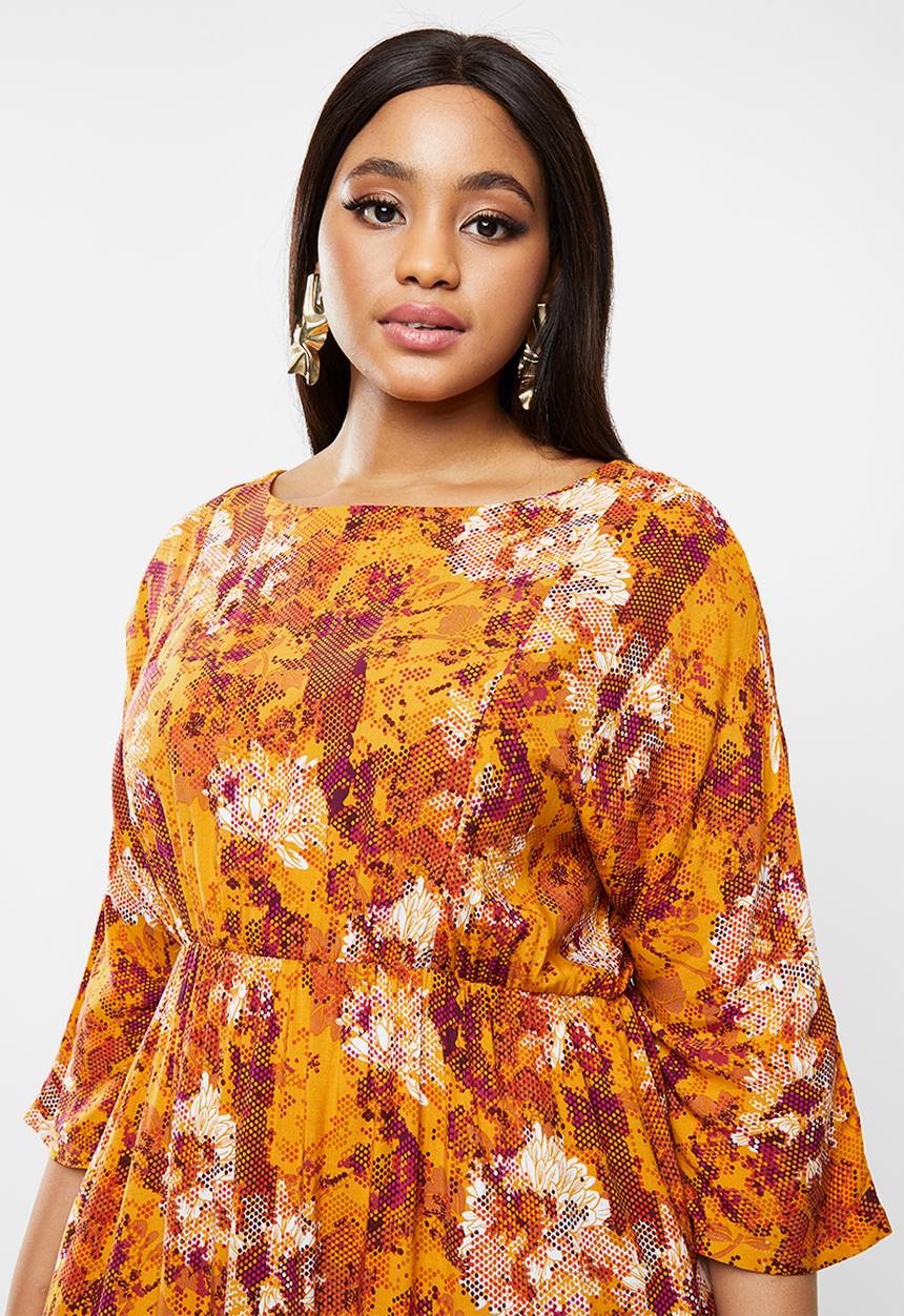 AMANDA LAIRD CHERRY - Boatneck maxi with side slits - multi