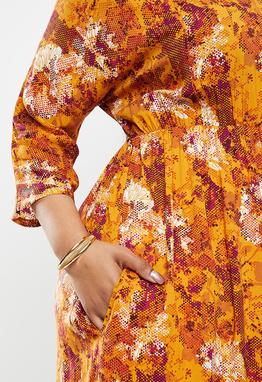 AMANDA LAIRD CHERRY - Boatneck maxi with side slits - multi