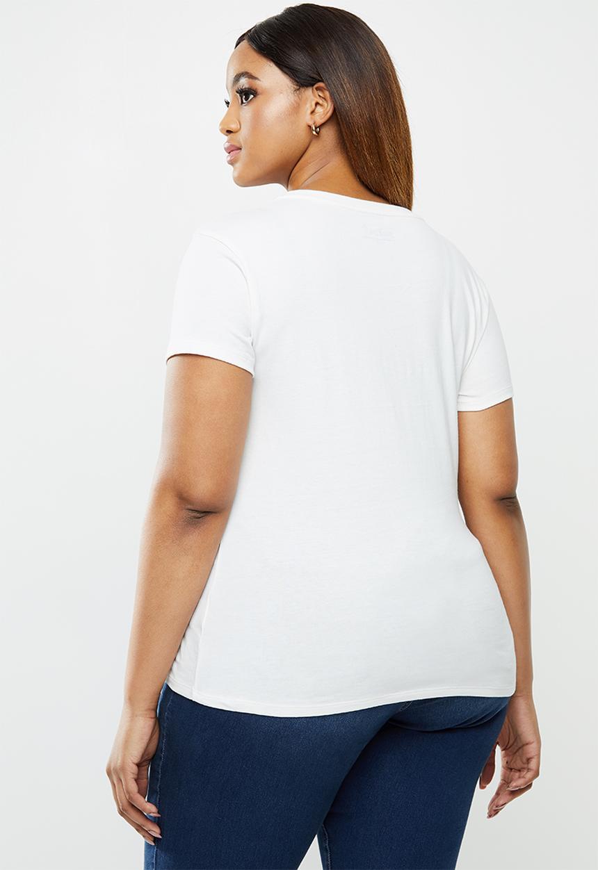 POLO - Plus basic short sleeve distressed print tee - white